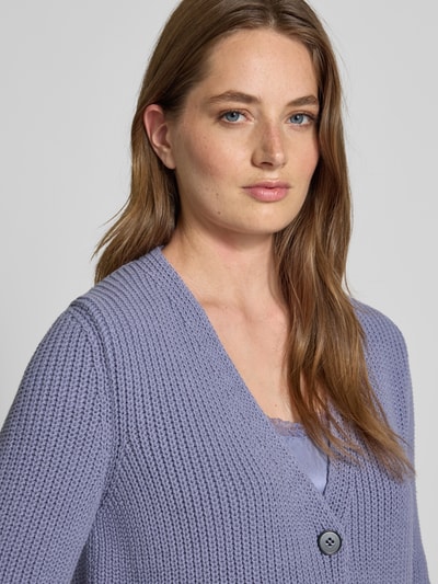 Marc Cain Kurtka z dzianiny o kroju regular fit z dekoltem w serek Lawendowy 3