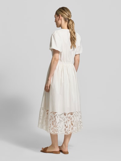 SUNCOO PARIS Midikleid mit Loch-Stickerei Modell 'Cecily' Weiss 5