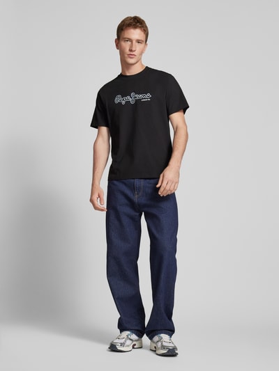 Pepe Jeans T-Shirt mit Label-Print Modell 'DORIAN' Black 1