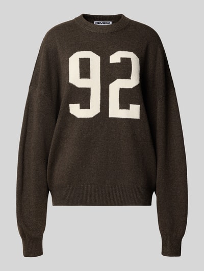 Review Oversized gebreide pullover met ronde hals Middenbruin gemêleerd - 2