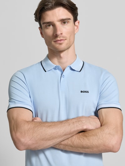 BOSS Green Slim Fit Poloshirt aus reiner Baumwolle Modell 'PAUL' Aqua 3