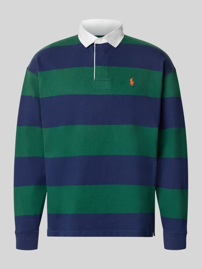 Produktfoto, Oversized Pullover aus reiner Baumwolle Modell '6/1' von Polo Ralph Lauren in Blau und Grün mit Blockstreifen und strukturierter Oberfläche, Herren Pullover von Polo Ralph Lauren
