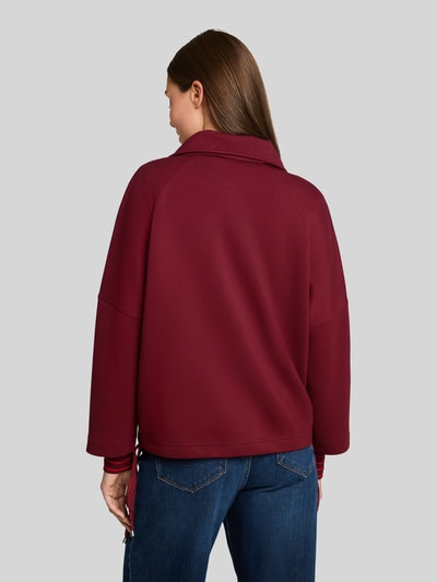 Tom Tailor Boxy Fit Sweatjacke mit Viskose-Anteil Bordeaux 5