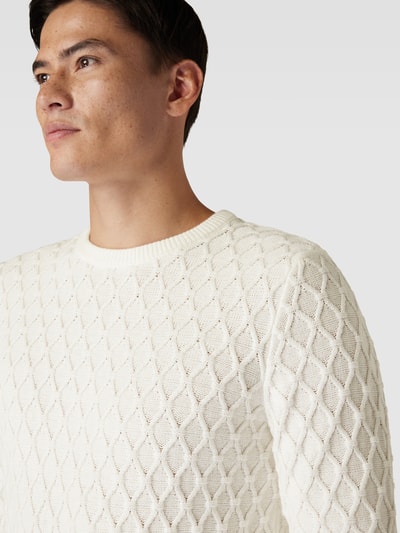 Lindbergh Strickpullover mit Strukturmuster Offwhite 3