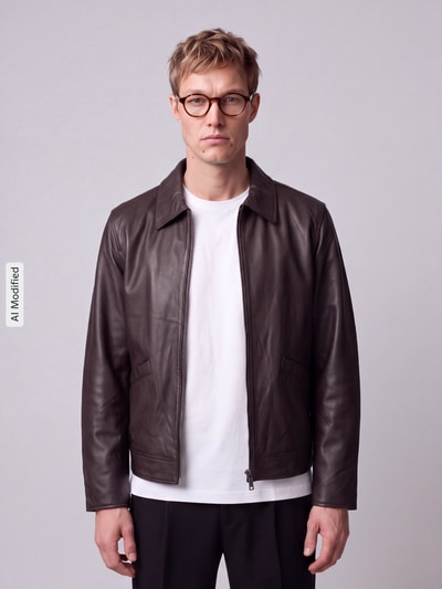 Selected Lederjacke aus Lammnappa mit Umlegekragen Dunkelbraun 4