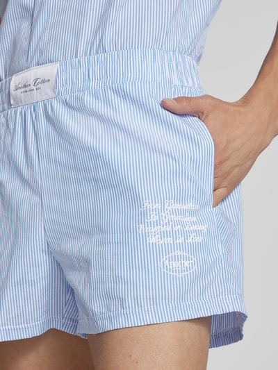 ANOTHER COTTON LAB Regular Fit Pyjama-Shorts mit Label-Print Blau 3