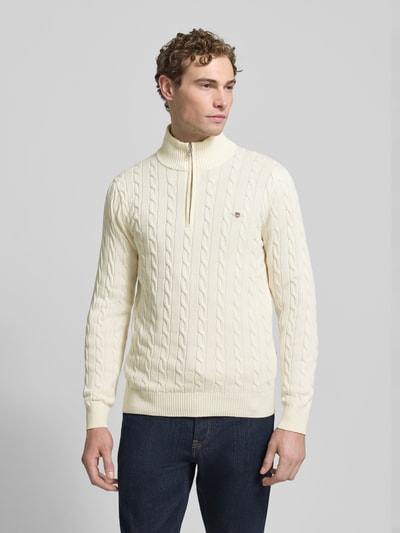 GANT Slim Fit Troyer mit gerippten Abschlüssen Offwhite 4