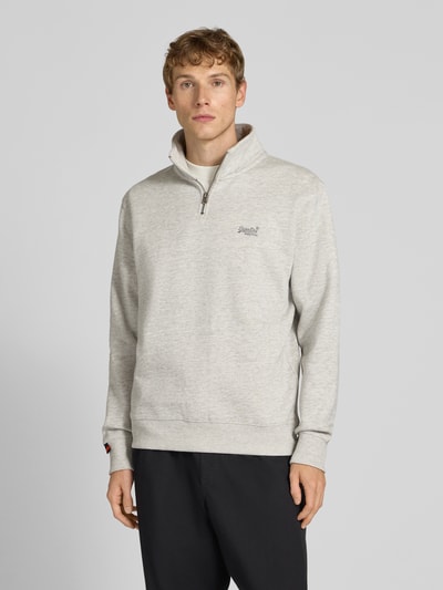 Superdry Sweatshirt mit Troyer-Kragen und Logo-Stitching Hellgrau 4