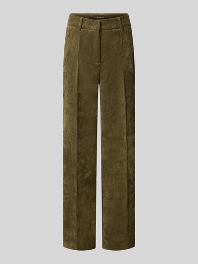 Produktfoto, groene regular fit corduroy broek met subtiele textuur, model 'AMELIE' van CAMBIO, Dames corduroy broek