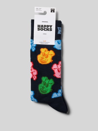 Happy Socks Sokken met motiefstitching, model 'DOG' Donkerblauw - 3