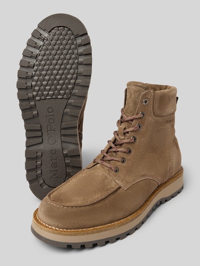 Marc O'Polo Schnürstiefel aus echtem Veloursleder Taupe 4