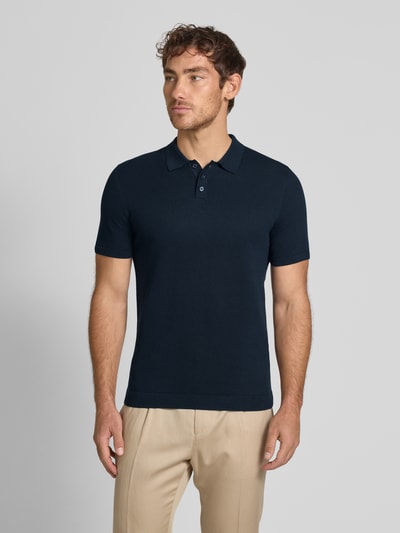 DRYKORN Slim Fit Poloshirt mit Strukturmuster Modell 'TRITON' Dunkelblau 4