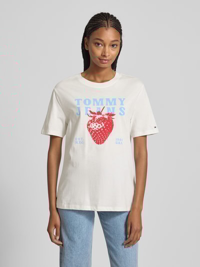 Tommy Jeans T-shirt o kroju relaxed fit z czystej bawełny Złamany biały 4