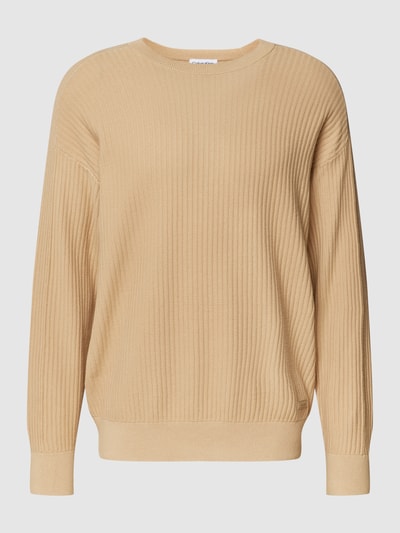 CK Calvin Klein Pullover in Ripp-Optik Modell 'REVERSED OTTOMAN TEXTURE' Beige 2