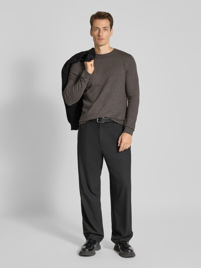 SELECTED HOMME Sweter z dzianiny o kroju regular fit z czystej bawełny model ‘BERG’ Jasnobrązowy 1