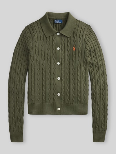 Polo Ralph Lauren Slim Fit Strickjacke aus reiner Baumwolle Oliv 2