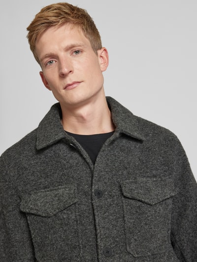 JAKE*S STUDIO MEN Hemdjacke mit Umlegekragen Anthrazit Melange 3