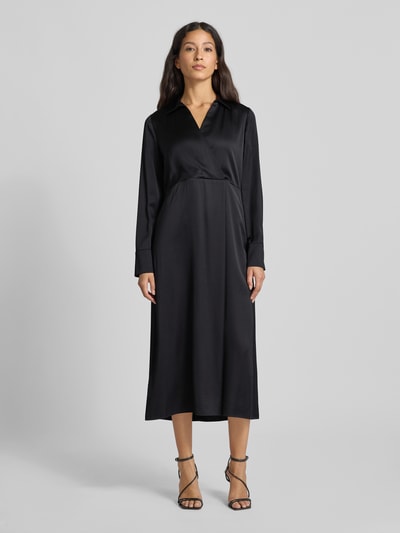 Marc Cain Midikleid aus Viskose-Mix mit V-Ausschnitt Black 4