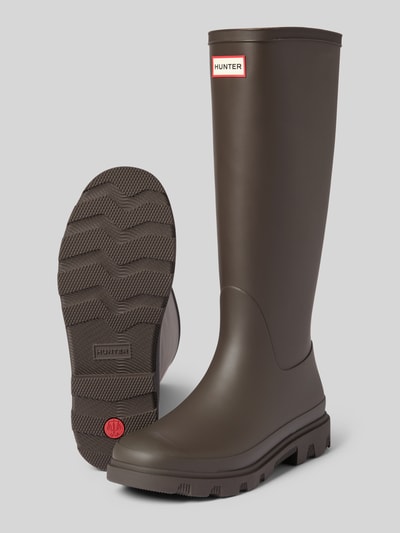 Hunter Laarzen met labeldetail Chocoladebruin - 4