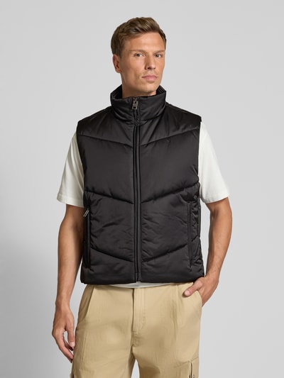 HUGO Regular Fit Steppweste aus wattiertem Satin Modell 'BEROLINO' Black 4