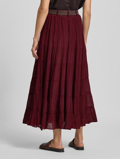 Apricot Maxirok in laagjeslook met riem Bordeaux - 5