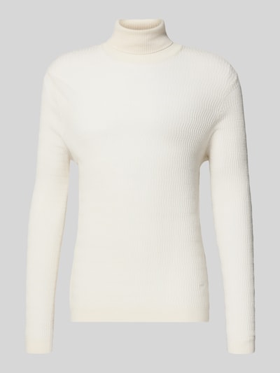 Emporio Armani Rollkragenpullover mit gerippten Abschlüssen Weiss 2