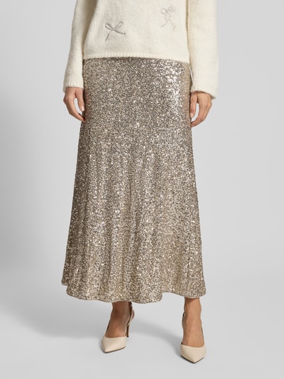 s.Oliver BLACK LABEL Ausgestellter Midi-Rock aus Viskose-Mix Gold 4