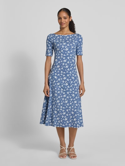 Lauren Ralph Lauren Midikleid mit U-Boot-Ausschnitt Modell 'MUNZIE' Bleu Melange 4