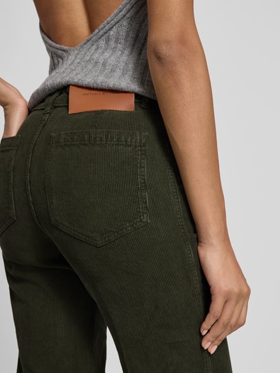 Victoria Beckham High Rise Wide Fit Cordhose aus Cord Khaki 3