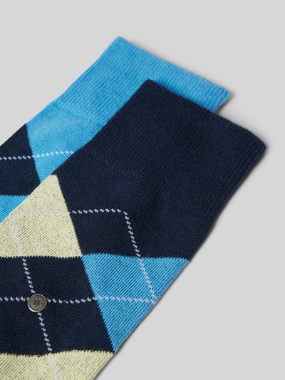 Burlington Sokken met labelapplicatie in een set van 2 paar, model 'Everyday Argyle' Marineblauw gemêleerd - 2