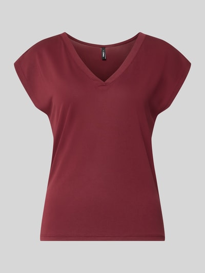 Produktfoto, Regular Fit T-Shirt aus Modal-Mix Modell 'FREE' von ONLY, Damen T-Shirt von ONLY, ciemnoczerwony, gładka faktura
