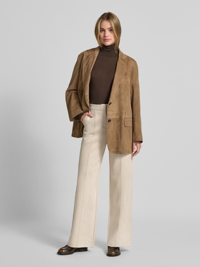 Guess Spodnie materiałowe z zakładkami Écru 1