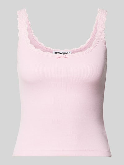 Review Tanktop met kant Lichtroze - 2