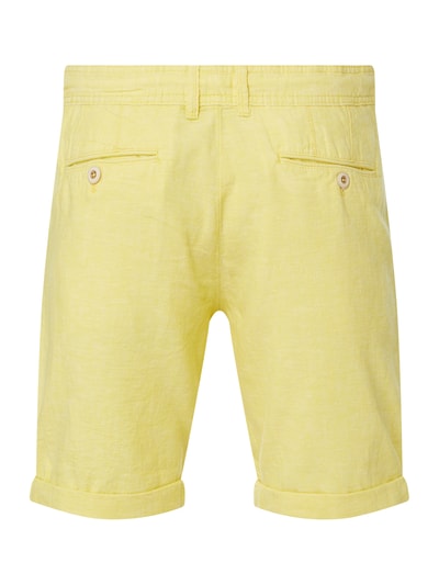 Montego Men Chino-Shorts aus Leinen-Baumwoll-Mix  mit Kordelzug Gelb 3