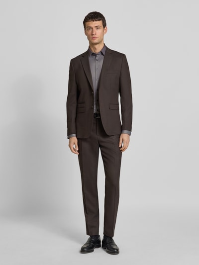 Jake*s Slim Fit Business-Hemd mit Kentkragen Schoko 1