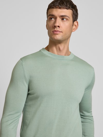 SELECTED HOMME Strickpullover mit gerippten Abschlüssen Modell 'TRAY' Hellgruen 3