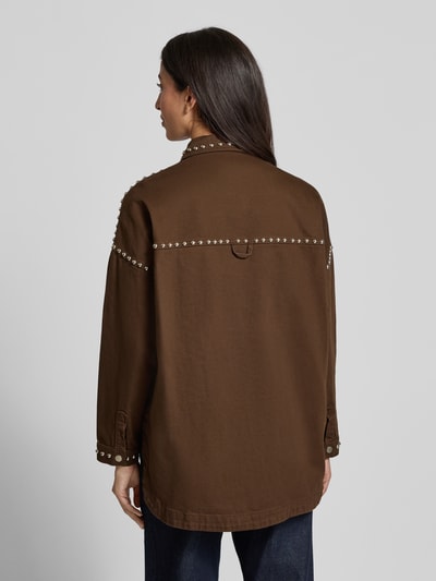 miss goodlife Bluzka jeansowa o kroju relaxed fit z nitami model ‘Studs’ Średniobrązowy 5