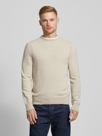 BOSS Orange Gebreide pullover met structuurmotief, model 'Kaponski' Beige - 4