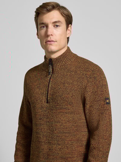 camel active Slim Fit Troyer mit Reißverschluss Modell 'Mouline' Orange 3