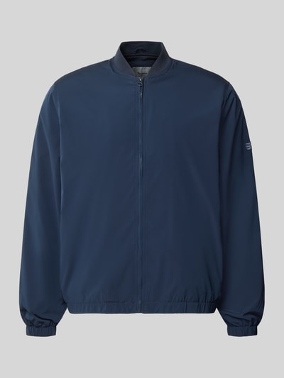 Produktfoto, Regular Fit Bomberjacke mit College-Kragen Modell 'BELVEDERE' von Pepe Jeans, Optik: Unifarben, Reißverschluss, seitliche Eingrifftaschen, Label-Patch, elastischer Ärmelabschluss, dunkles Blau, glatte Oberfläche