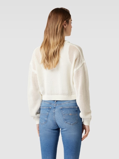 Tommy Jeans Semi-transparante gebreide pullover met ronde hals Offwhite - 5