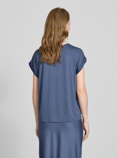 Vila Blouseshirt van satijn met ronde hals, model 'ELLETTE' Rookblauw - 5