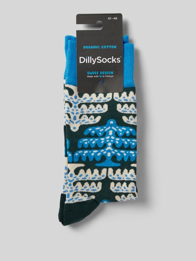 DillySocks Socken mit Motiv-Stitching Modell 'Icy Pine' Helltuerkis 3