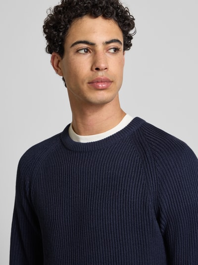 JACK & JONES Gebreide pullover met ronde hals, model 'PANNEL' Marineblauw - 3