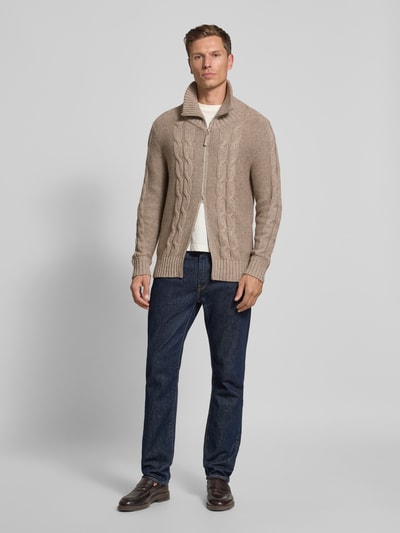 FTC-Cashmere Gebreid jack van mix van katoen en kasjmier Beige - 1