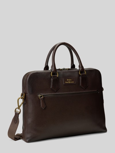 Polo Ralph Lauren Laptoptasche aus Rindsleder mit Laptopfach Dunkelbraun 3