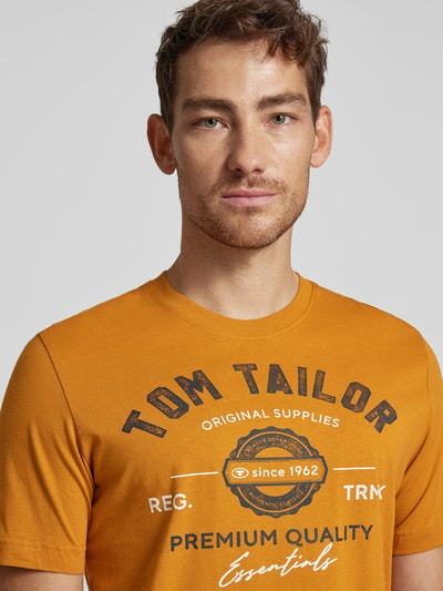 Tom Tailor Regular Fit T-Shirt mit 1/2-Arm aus reiner Baumwolle Dunkelgelb 3