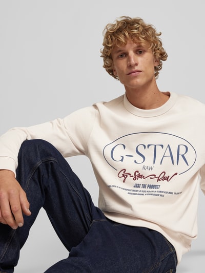 G-Star Raw Bluza z nadrukiem z logo Złamany biały 3