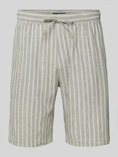 Produktfoto, Shorts aus Leinen-Baumwoll-Mix mit Tunnelzug von MCNEAL im Allover-Look, Regular-Fit, Streifenmuster, beige-weiß, Bundweite 44 cm, Innenbeinlänge 23 cm, Herren Shorts