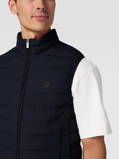 Emporio Armani Bodywarmer met logopatch, model 'Basic zip' Marineblauw - 3